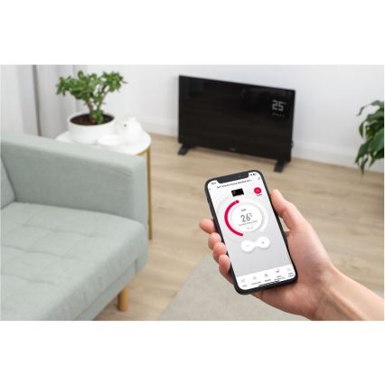 Sencor - Nutikas elektriline otsesoojendi/konvektor 2000W/230V IP24 Wi-Fi must + kaugjuhtimispult