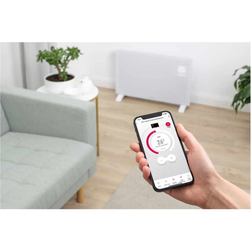 Sencor - Nutikas elektriline otseküttekeha/konvektor 2000W/230V IP24 Wi-Fi valge + kaugjuhtimispult