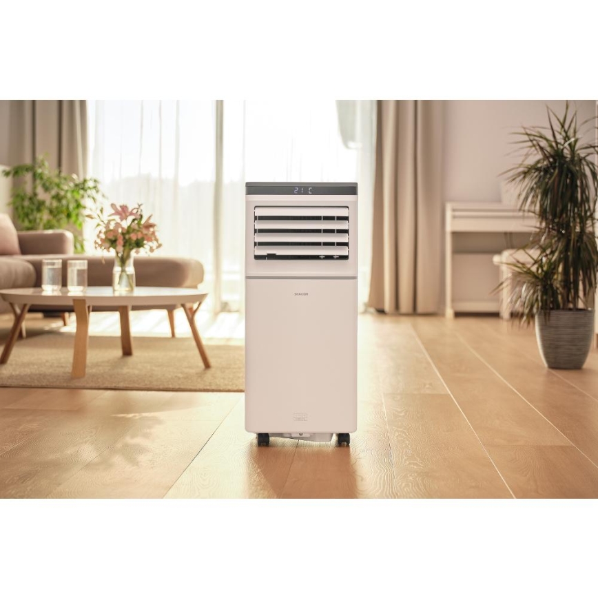 Sencor - Nutikas mobiilne kliimaseade 3-ühes koos kogu tarvikukomplektiga 815W/230V 8000 BTU Wi-Fi valge + kaugjuhtimispult