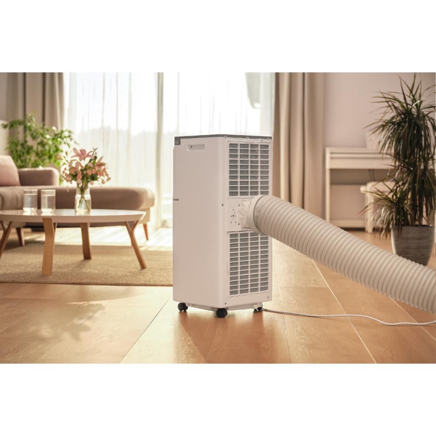 Sencor - Nutikas mobiilne kliimaseade 3-ühes koos kogu tarvikukomplektiga 815W/230V 8000 BTU Wi-Fi valge + kaugjuhtimispult