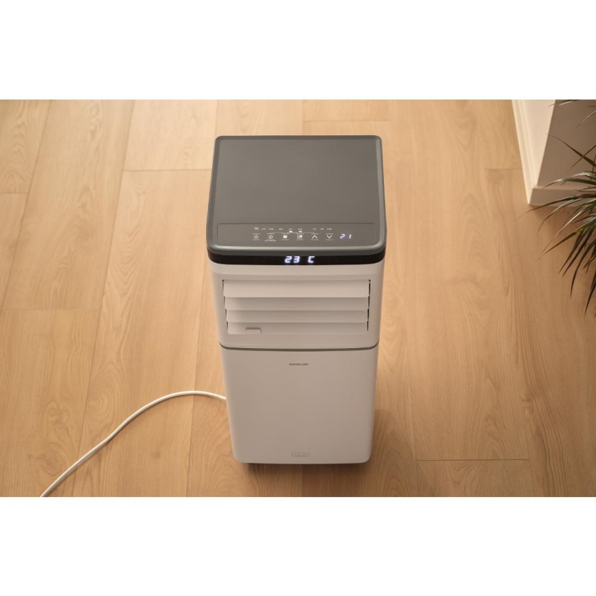 Sencor - Nutikas mobiilne kliimaseade 3-ühes koos kogu tarvikukomplektiga 815W/230V 8000 BTU Wi-Fi valge + kaugjuhtimispult