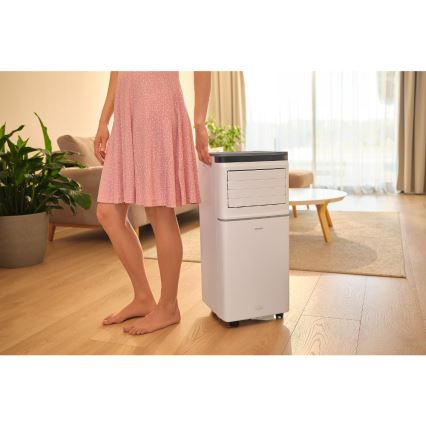 Sencor - Nutikas mobiilne kliimaseade 3-ühes koos kogu tarvikukomplektiga 815W/230V 8000 BTU Wi-Fi valge + kaugjuhtimispult