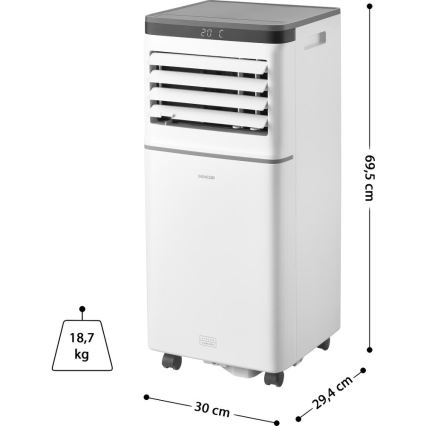 Sencor - Nutikas mobiilne kliimaseade 3-ühes koos kogu tarvikukomplektiga 815W/230V 8000 BTU Wi-Fi valge + kaugjuhtimispult