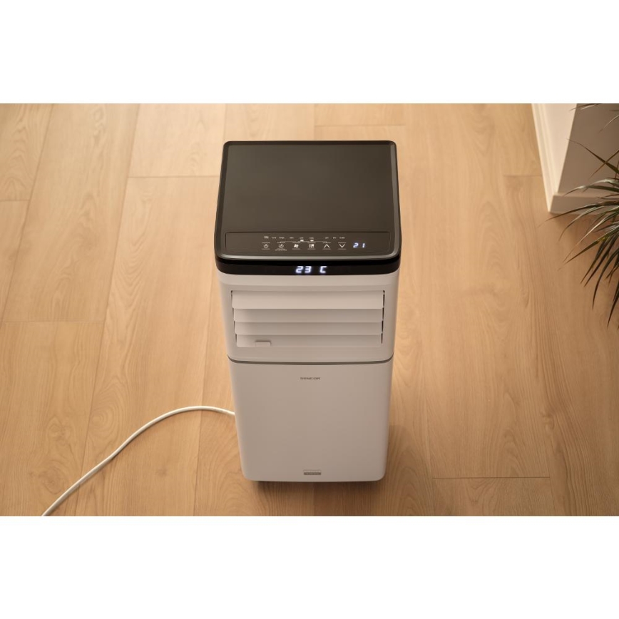 Sencor - Nutikas mobiilne kliimaseade 3-ühes koos täieliku tarvikukomplektiga 1020W/230V 10000 BTU Wi-Fi valge + kaugjuhtimispult