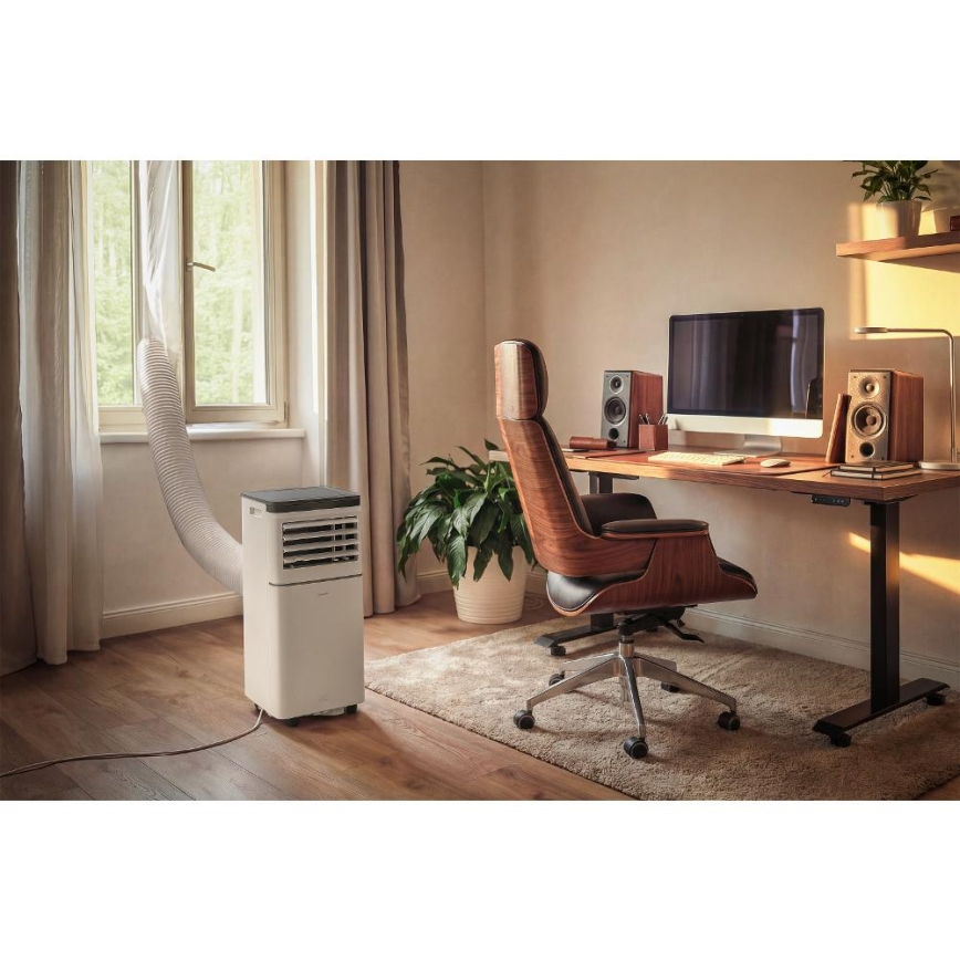 Sencor - Nutikas mobiilne kliimaseade 3-ühes koos täieliku tarvikukomplektiga 760W/230V 7000 BTU Wi-Fi valge + kaugjuhtimispult