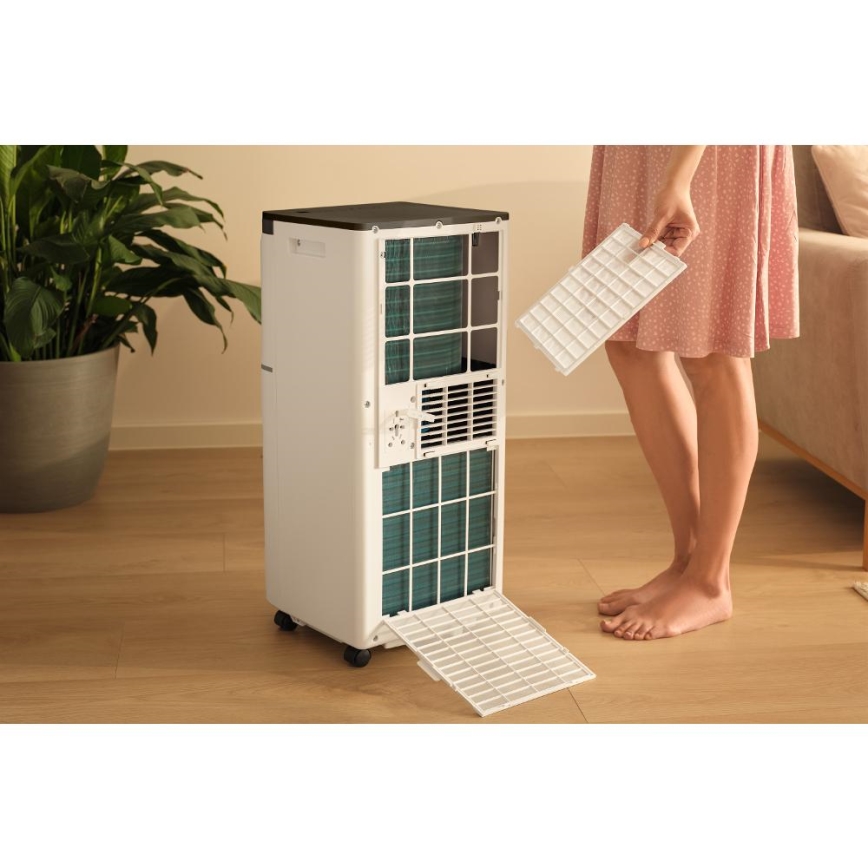 Sencor - Nutikas mobiilne kliimaseade 3-ühes koos täieliku tarvikukomplektiga 760W/230V 7000 BTU Wi-Fi valge + kaugjuhtimispult