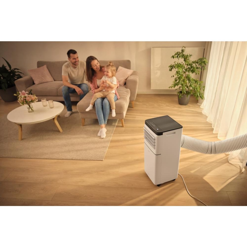 Sencor - Nutikas mobiilne kliimaseade 3-ühes koos täieliku tarvikukomplektiga 760W/230V 7000 BTU Wi-Fi valge + kaugjuhtimispult