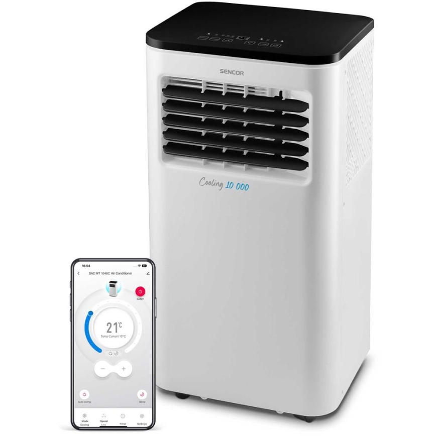 Sencor - Nutikas mobiilne konditsioneer 3-ühes, sh täielik tarvikutekomplekt 1050W/230V 10000 BTU Wi-Fi + kaugjuhtimispult