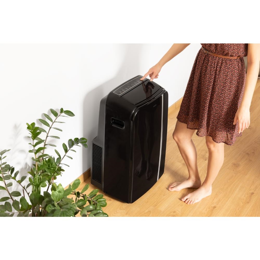 Sencor - Nutikas mobiilne konditsioneer 3-ühes, sh täielik tarvikutekomplekt 1450W/230V 12000 BTU Wi-Fi must + kaugjuhtimispult