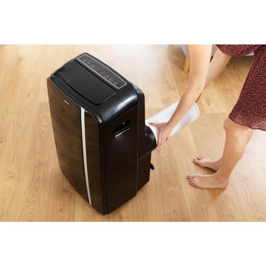 Sencor - Nutikas mobiilne konditsioneer 3-ühes, sh täielik tarvikutekomplekt 1450W/230V 12000 BTU Wi-Fi must + kaugjuhtimispult