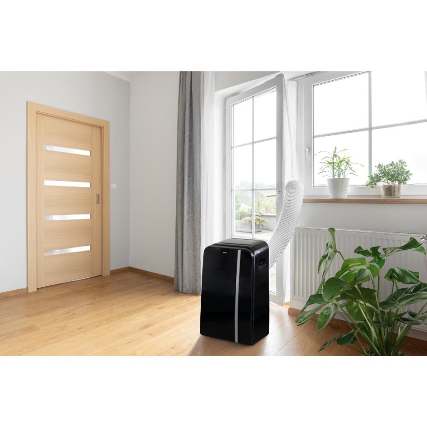 Sencor - Nutikas mobiilne konditsioneer 3-ühes, sh täielik tarvikutekomplekt 1450W/230V 12000 BTU Wi-Fi must + kaugjuhtimispult