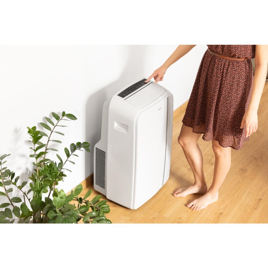 Sencor - Nutikas mobiilne konditsioneer 3-ühes, sh täielik tarvikutekomplekt 1450W/230V 12000 BTU Wi-Fi valge + kaugjuhtimispult