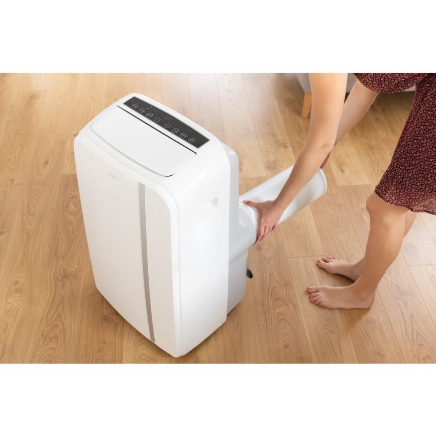 Sencor - Nutikas mobiilne konditsioneer 3-ühes, sh täielik tarvikutekomplekt 1450W/230V 12000 BTU Wi-Fi valge + kaugjuhtimispult