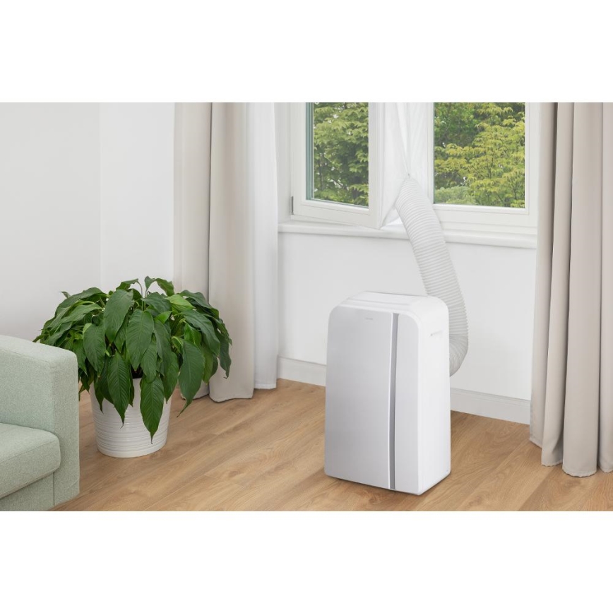 Sencor - Nutikas mobiilne konditsioneer 3-ühes, sh täielik tarvikutekomplekt 1450W/230V 12000 BTU Wi-Fi valge + kaugjuhtimispult