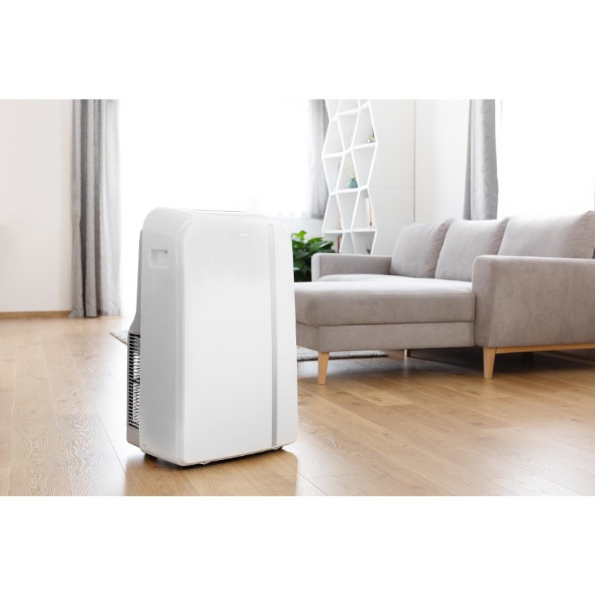 Sencor - Nutikas mobiilne konditsioneer 3-ühes, sh täielik tarvikutekomplekt 1450W/230V 12000 BTU Wi-Fi valge + kaugjuhtimispult