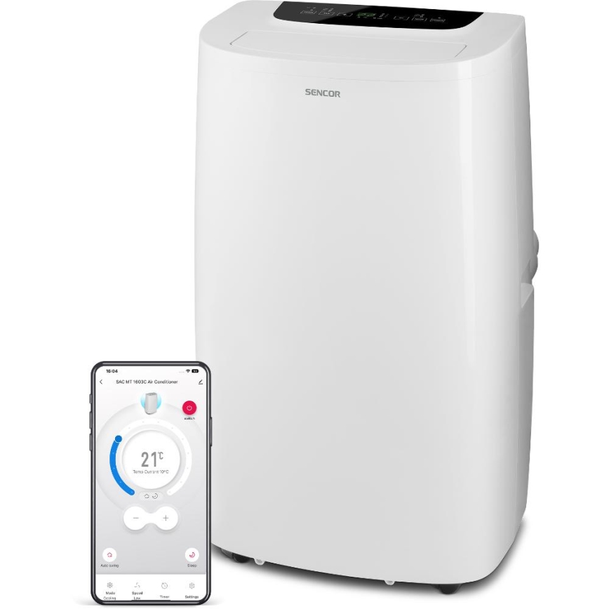 Sencor - Nutikas mobiilne konditsioneer 3-ühes, sh täielik tarvikutekomplekt 1700W/230V 16000 BTU Wi-Fi + kaugjuhtimispult
