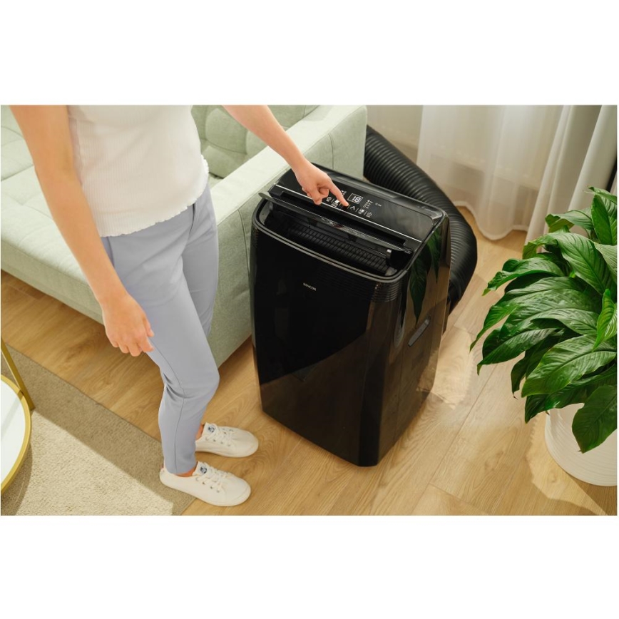 Sencor - Nutikas mobiilne konditsioneer 4-ühes kaasas täielikud lisad 900W/230V 9000 BTU Wi-Fi must + kaugjuhtimispult