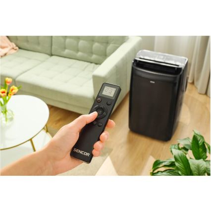 Sencor - Nutikas mobiilne konditsioneer 4-ühes kaasas täielikud lisad 900W/230V 9000 BTU Wi-Fi must + kaugjuhtimispult