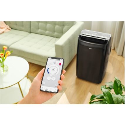 Sencor - Nutikas mobiilne konditsioneer 4-ühes kaasas täielikud lisad 900W/230V 9000 BTU Wi-Fi must + kaugjuhtimispult