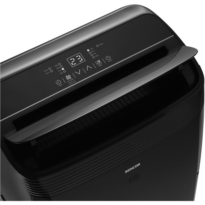 Sencor - Nutikas mobiilne konditsioneer 4-ühes kaasas täielikud lisad 900W/230V 9000 BTU Wi-Fi must + kaugjuhtimispult