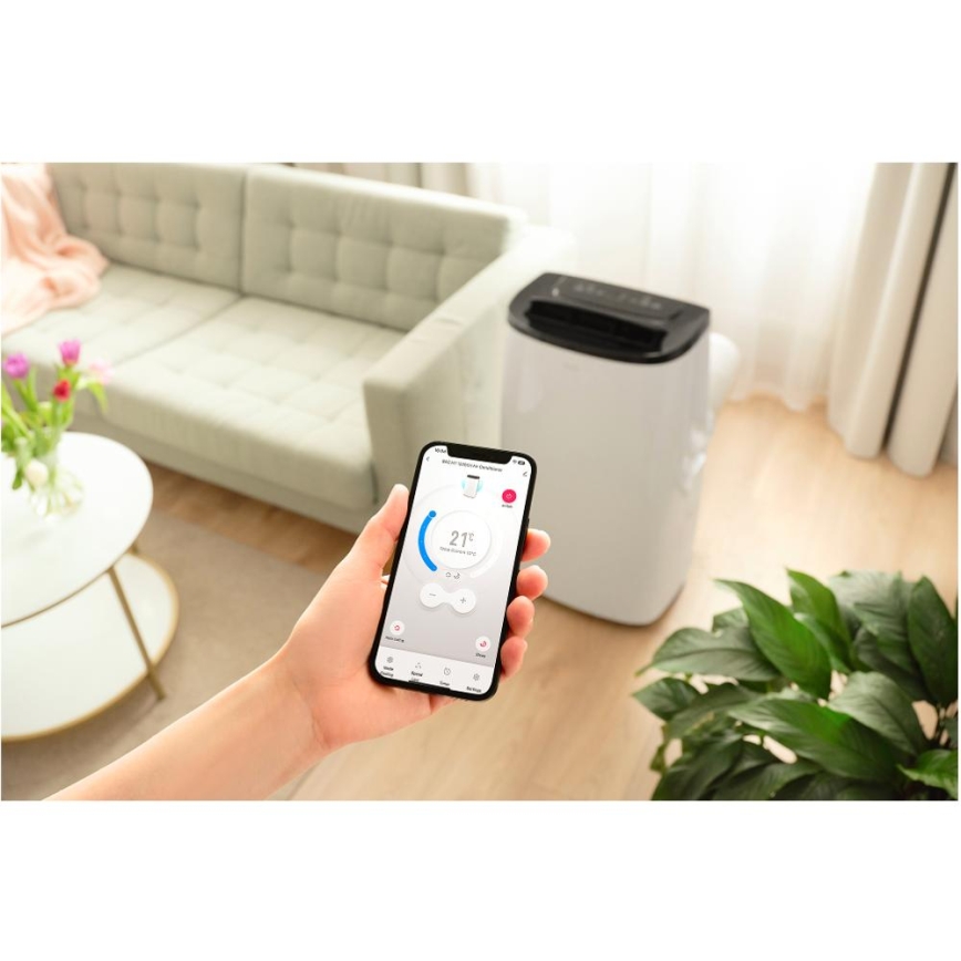 Sencor - Nutikas mobiilne kliimaseade 4-ühes koos täieliku tarvikukomplektiga 1700W/230V 12000 BTU Wi-Fi valge + kaugjuhtimispult