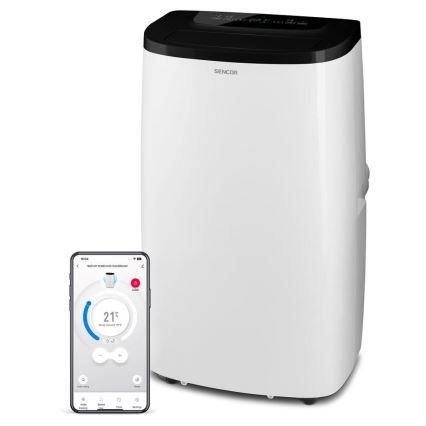 Sencor - Nutikas mobiilne kliimaseade 4-ühes koos täieliku tarvikukomplektiga 1700W/230V 12000 BTU Wi-Fi valge + kaugjuhtimispult