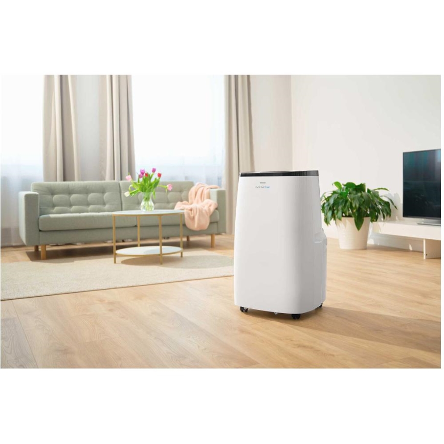 Sencor - nutikas mobiilne kliimaseade 4-ühes koos täieliku tarvikukomplektiga 1750W/230V 18000 BTU Wi-Fi valge + kaugjuhtimispult