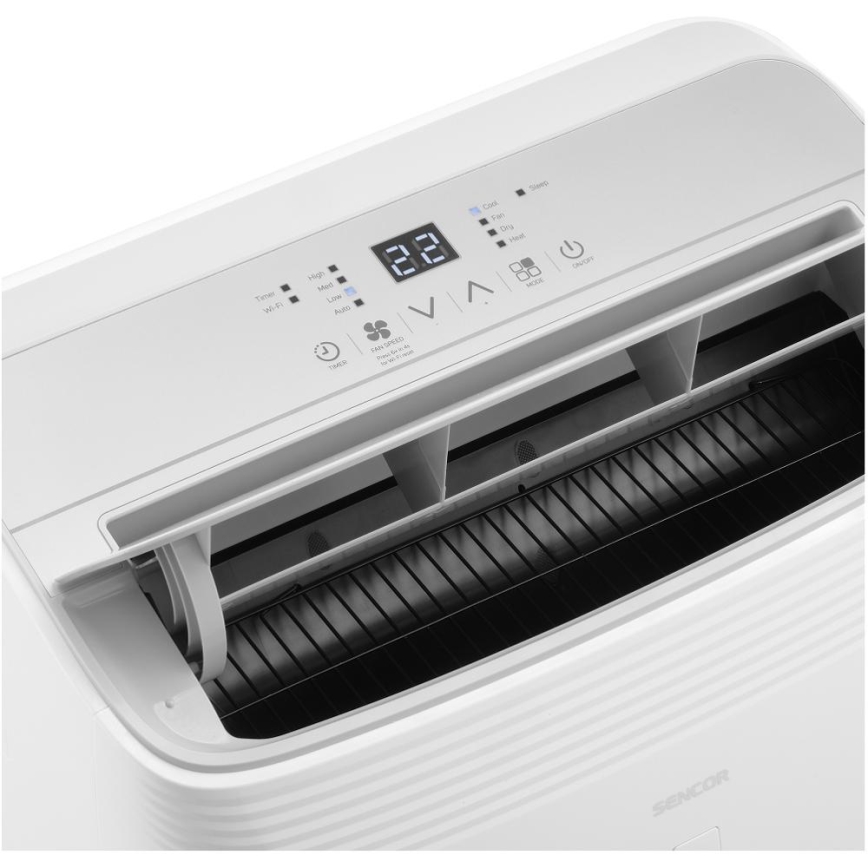 Sencor - Nutikas mobiilne kliimaseade 5-ühes koos kõigi tarvikutega 733W/230V 9000 BTU Wi-Fi valge + kaugjuhtimispult