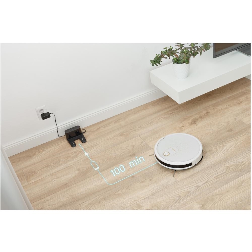Sencor - Nutikas robottolmuimeja mopiga 2in1 28W/2600 mAh Wi-Fi valge + kaugjuhtimispult