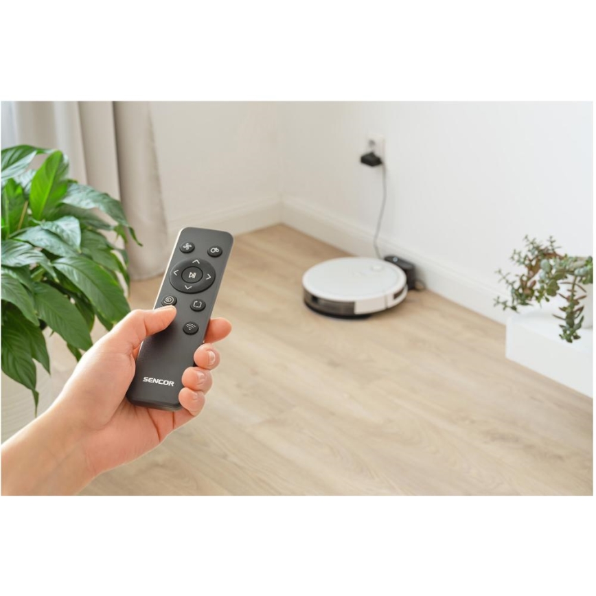 Sencor - Nutikas robottolmuimeja mopiga 2in1 28W/2600 mAh Wi-Fi valge + kaugjuhtimispult