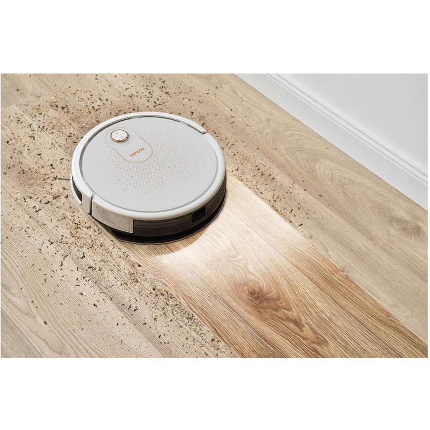 Sencor - Nutikas robottolmuimeja mopiga 2in1 28W/2600 mAh Wi-Fi valge + kaugjuhtimispult