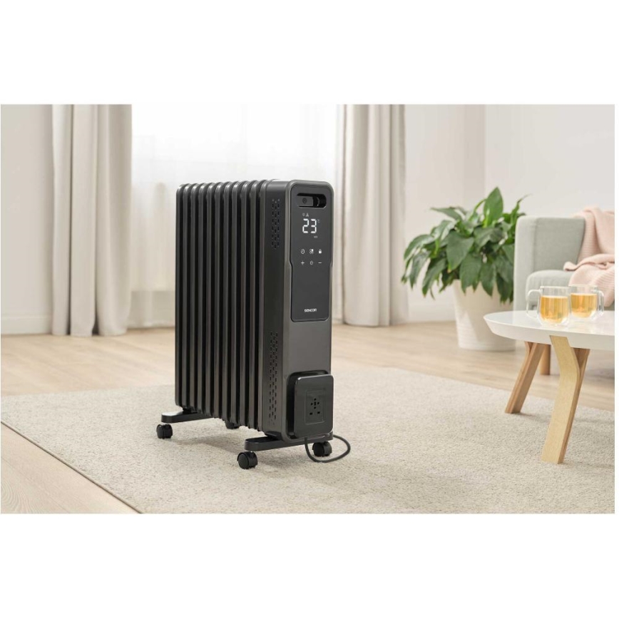 Sencor - õliradiaator 11 ribiga 1000/1200/2400W/230V Wi-Fi must