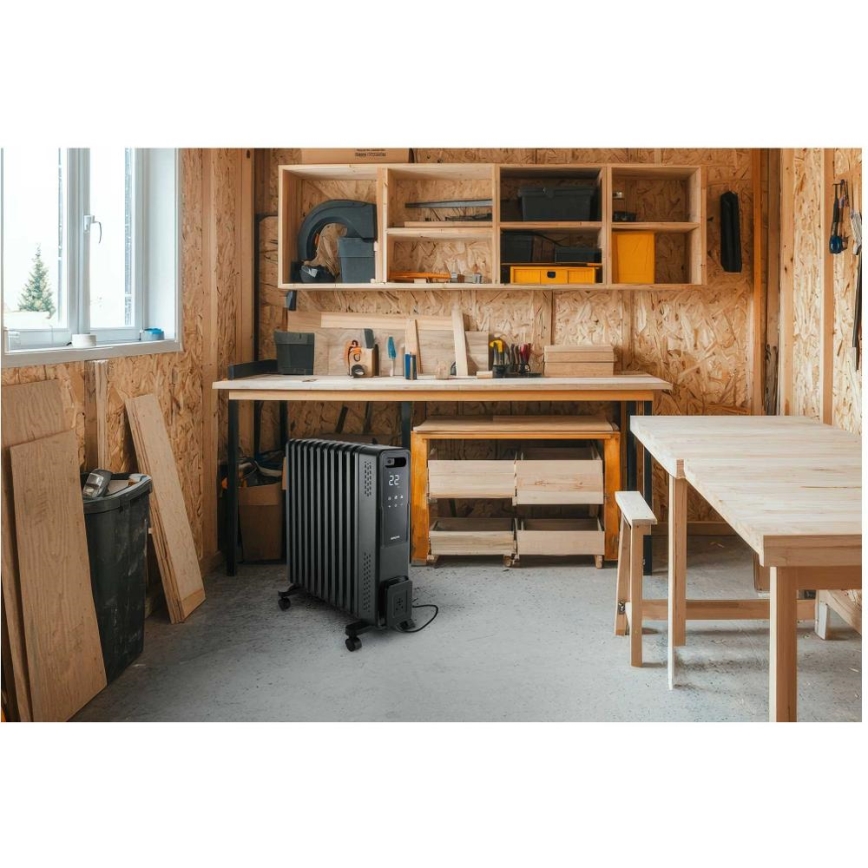 Sencor - õliradiaator 11 ribiga 1000/1200/2400W/230V Wi-Fi must