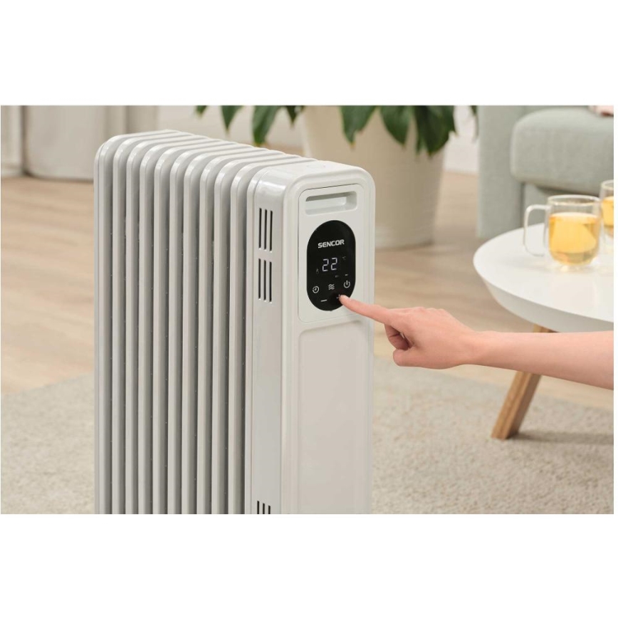 Sencor - Õliradiaator 11 ribiga 1000/2300W/230V valge + kaugjuhtimispult