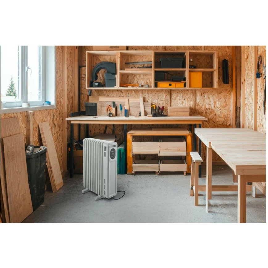 Sencor - Õliradiaator 11 ribiga 1000/2300W/230V valge + kaugjuhtimispult