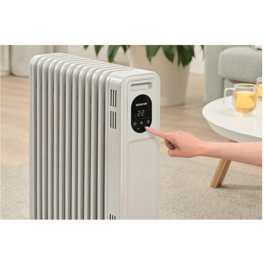 Sencor - 13-elemendiline õliradiaator 1000/2500 W, 230 V, valge + kaugjuhtimispult
