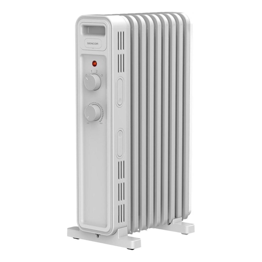 Sencor - Õliradiaator 9 ribiga 800/1200/2000W/230V valge