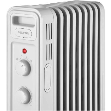 Sencor - Õliradiaator 9 ribiga 800/1200/2000W/230V valge