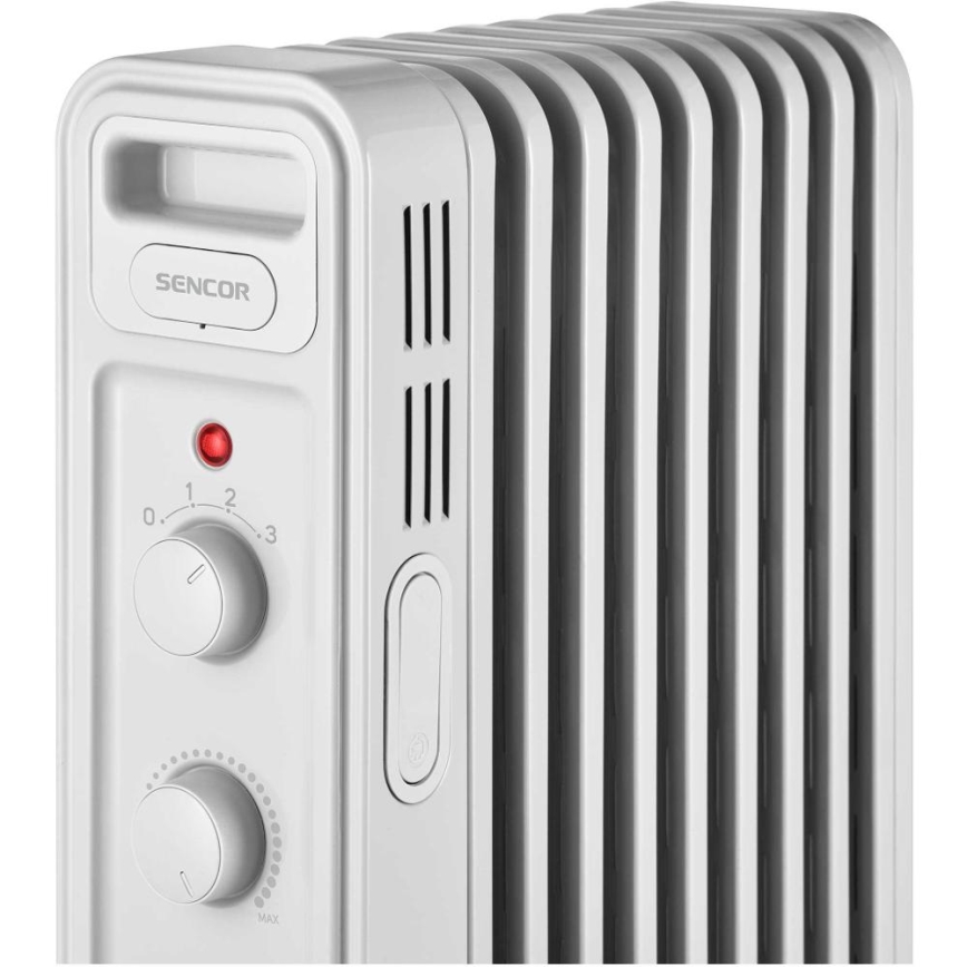 Sencor - Õliradiaator 9 ribiga 800/1200/2000W/230V valge