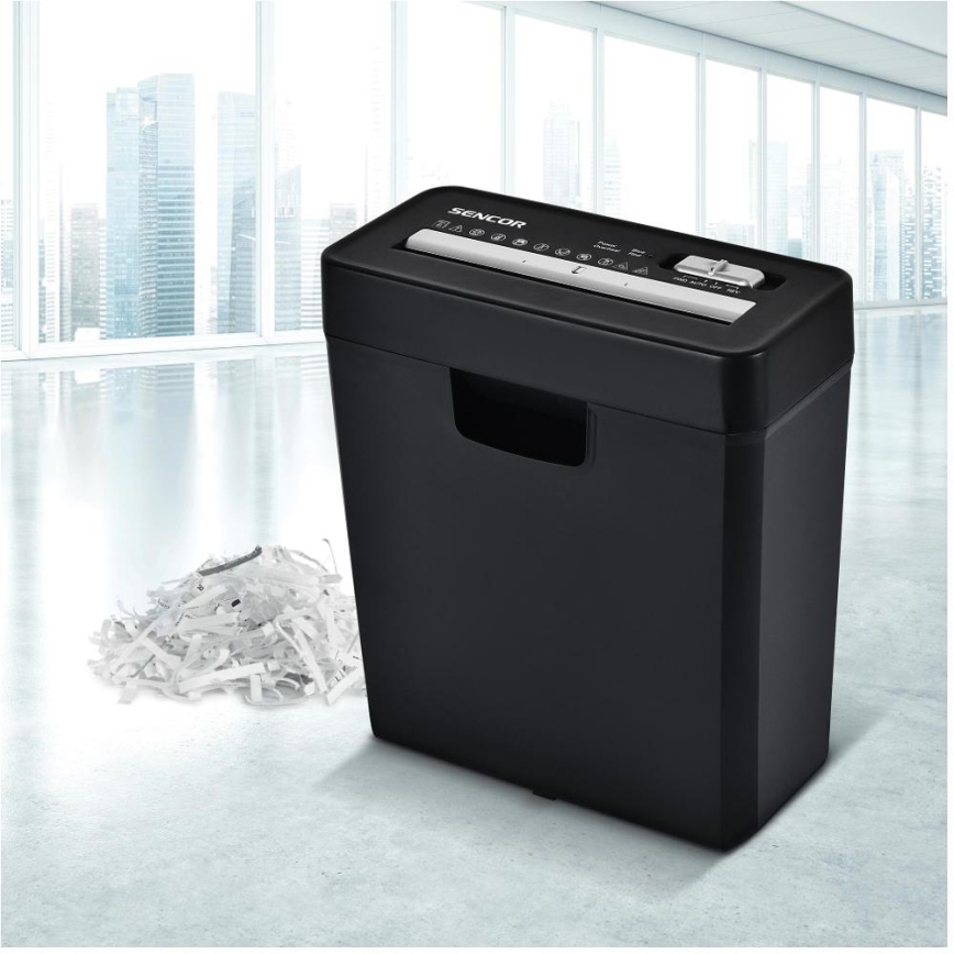 Sencor - Paberipurustaja A4 helitugevus 10 l 190W/230V must