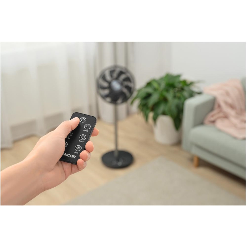 Sencor - Põrandaventilaator 3D UltraSilent 26W/230V Wi-Fi must + kaugjuhtimispult