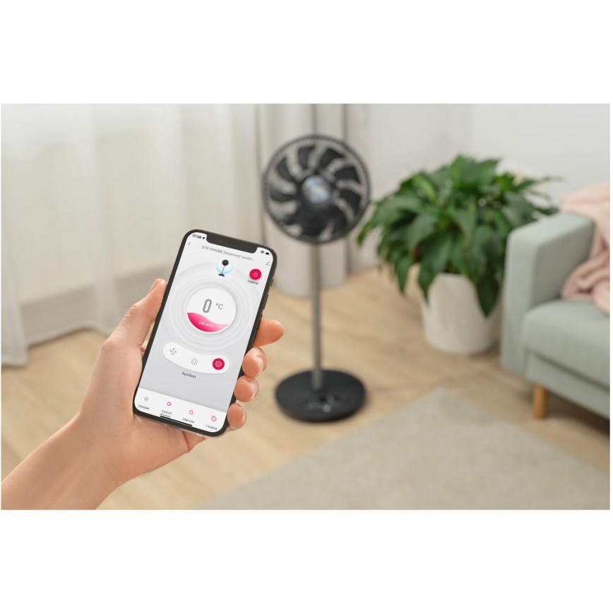 Sencor - Põrandaventilaator 3D UltraSilent 26W/230V Wi-Fi must + kaugjuhtimispult