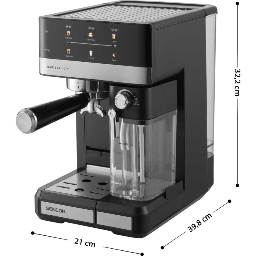 Sencor - Pordiga espresso-kohvimasin 1350W/230V must/mattkroom