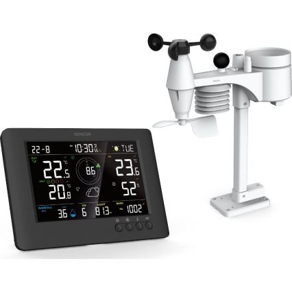 Sencor - Professionaalne ilmajaam värviline LCD ekraaniga ja äratuskell 5V/1xCR2032 + 3xAA