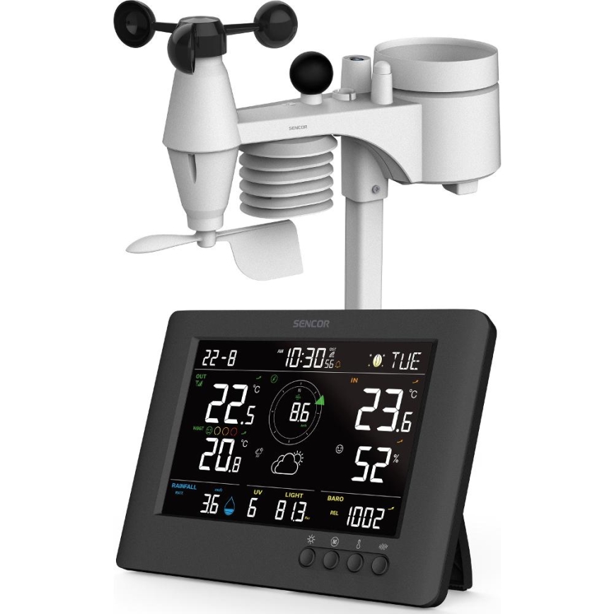 Sencor - Professionaalne ilmajaam värviline LCD ekraaniga ja äratuskell 5V/1xCR2032 + 3xAA