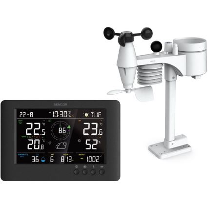 Sencor - Professionaalne ilmajaam värviline LCD ekraaniga ja äratuskell 5V/1xCR2032 + 3xAA