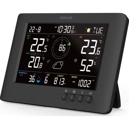 Sencor - Professionaalne ilmajaam värviline LCD ekraaniga ja äratuskell 5V/1xCR2032 + 3xAA