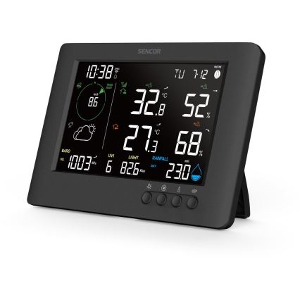 Sencor - Professionaalne ilmajaam värviline LCD ekraaniga ja äratuskell 5V/1xCR2032 + 3xAA Wi-Fi