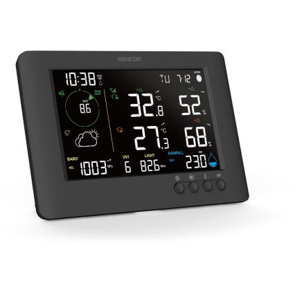Sencor - Professionaalne ilmajaam värviline LCD ekraaniga ja äratuskell 5V/1xCR2032 + 3xAA Wi-Fi