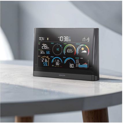 Sencor - Professionaalne ilmajaam värviline LCD ekraaniga ja äratuskell 5V/3xAAA + 3xAA